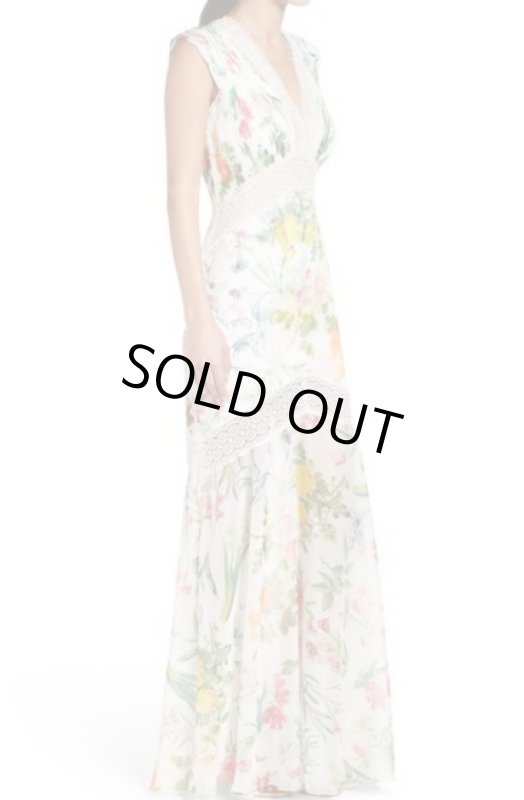画像3: セール！Tadashi Shoji タダシショージ　Floral Pleat Chiffon Trumpet Gown 　ホワイト (3)