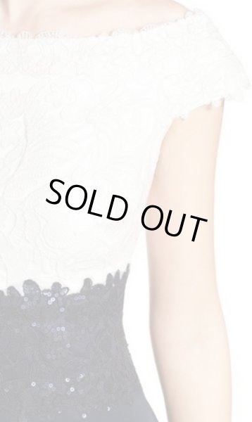 画像3: Tadashi Shoji タダシショージ　　Sequin Lace Two-Tone Gown ネイビー (3)