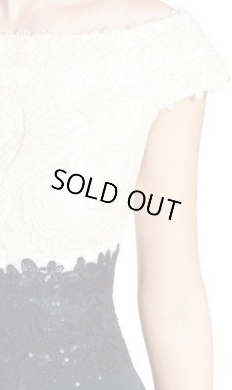 画像3: Tadashi Shoji タダシショージ　　Sequin Lace Two-Tone Gown ネイビー (3)