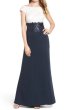 画像1: Tadashi Shoji タダシショージ　　Sequin Lace Two-Tone Gown ネイビー (1)