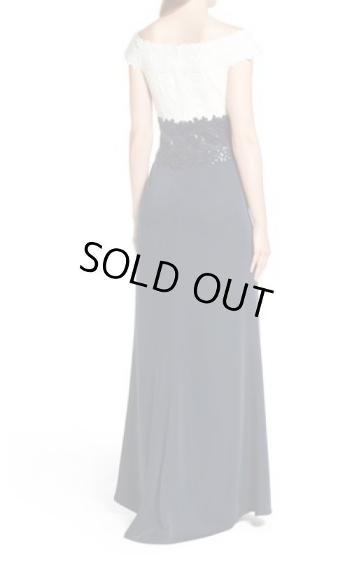 画像2: Tadashi Shoji タダシショージ　　Sequin Lace Two-Tone Gown ネイビー (2)