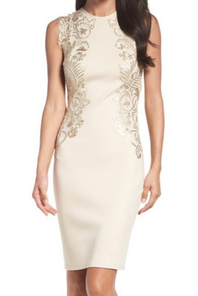 画像1: Tadashi Shoji　タダシショージ　　Sequin Appliqué Neoprene Sheath Dress (1)