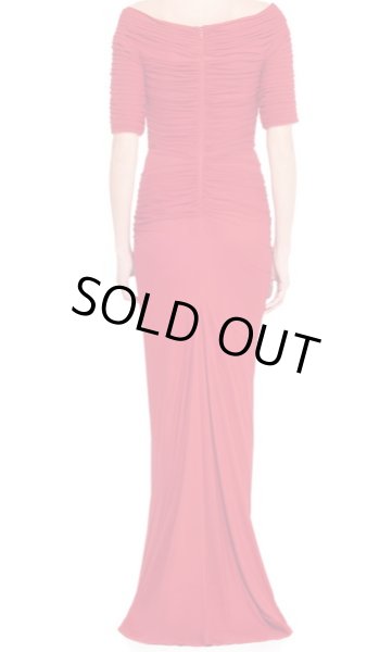 画像2: 【Megan Mullally愛用】Tadashi Shoji  アシンメトリックギャザーロングドレス レッド系 (2)