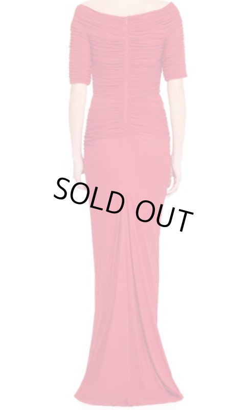 画像2: 【Megan Mullally愛用】Tadashi Shoji 　アシンメトリックギャザーロングドレス　レッド系 (2)