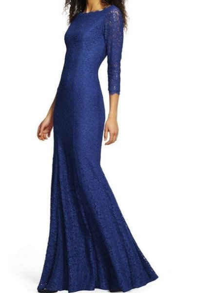 画像2: Adrianna Papell アドリアナパペル lace mermaid gown ブルー系 (2)