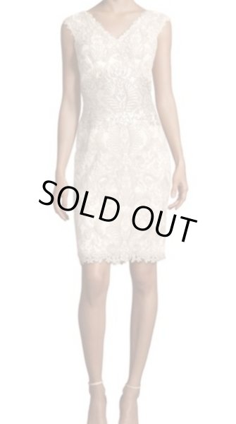 画像4: Tadashi Shoji  タダシショージ CONTRAST WAIST V-NECK SHEATH DRESS (4)