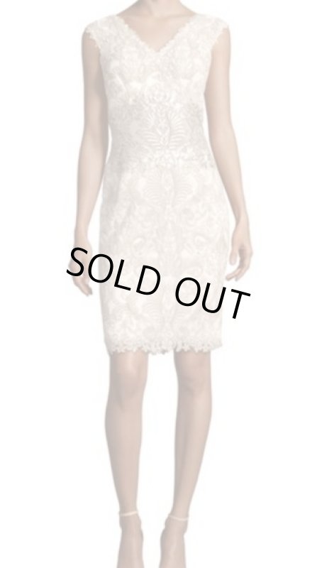 画像4: Tadashi Shoji  タダシショージ　CONTRAST WAIST V-NECK SHEATH DRESS (4)