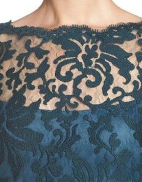 画像3: Tadashi Shoji タダシショージ Embroidered Lace Sheath Dress  STARRY NIGHT  ブルー系、グリーン系 (3)