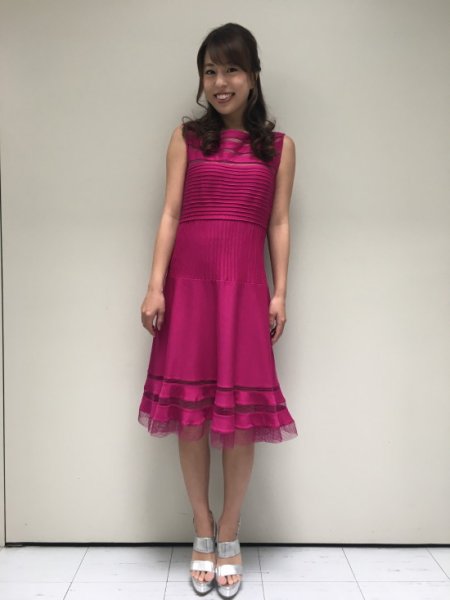 画像2: サイズ追加!再販売【バチェラー・ジャパンに衣装提供】Tadashi Shoji Flounce Skirt Dress LOTUS PINK ピンク系 (2)