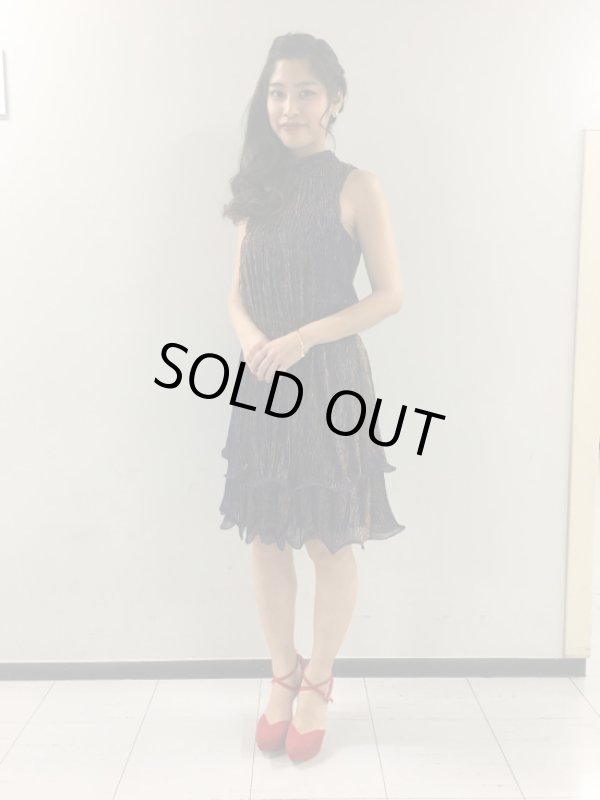 画像2: 【映画「去年の冬、きみと別れ」、バチェラー・ジャパンに衣装提供】Mark + James by Badgley Mischka　ラッフルメタリックカクテルドレス (2)