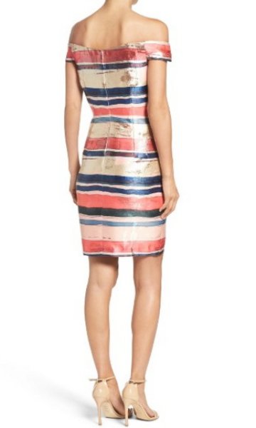 画像2: 【Kathie Lee Gifford愛用】Adrianna Papell アドリアナパペル Gold Leaf Jacquard Sheath Dress (2)