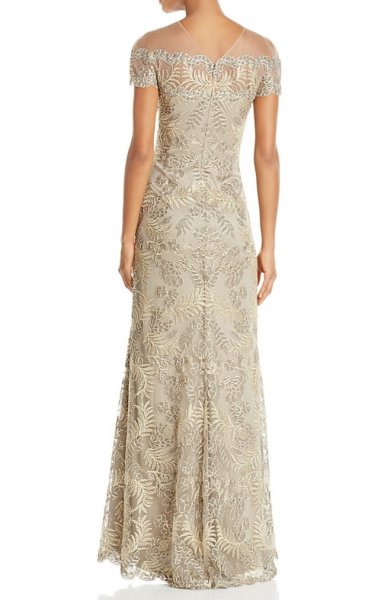画像2: Tadashi Shoji タダシショージ Tulle Gown  スモークパール ベージュ系、グレー系 (2)