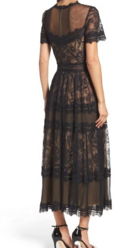 画像2: Tadashi Shoji タダシショージ   camilla Lace Tea-Length ドレス　ブラック (2)