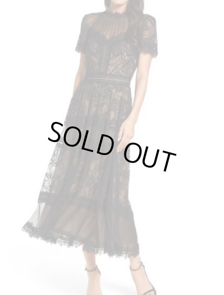 画像1: 1点のみ即発！Tadashi Shoji タダシショージ   camilla Lace Tea-Length ドレス　ブラック (1)