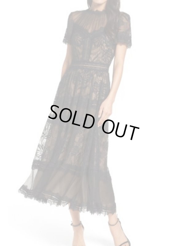 画像1: 1点のみ即発！Tadashi Shoji タダシショージ   camilla Lace Tea-Length ドレス　ブラック (1)