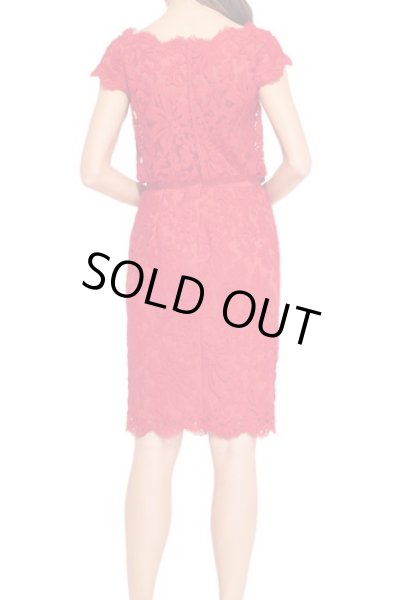 画像2: Tadashi Shoji タダシショージ     Lace Blouson Dress　レッド系 (2)
