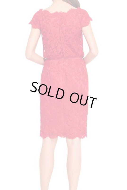 画像2: Tadashi Shoji タダシショージ     Lace Blouson Dress　レッド系 (2)