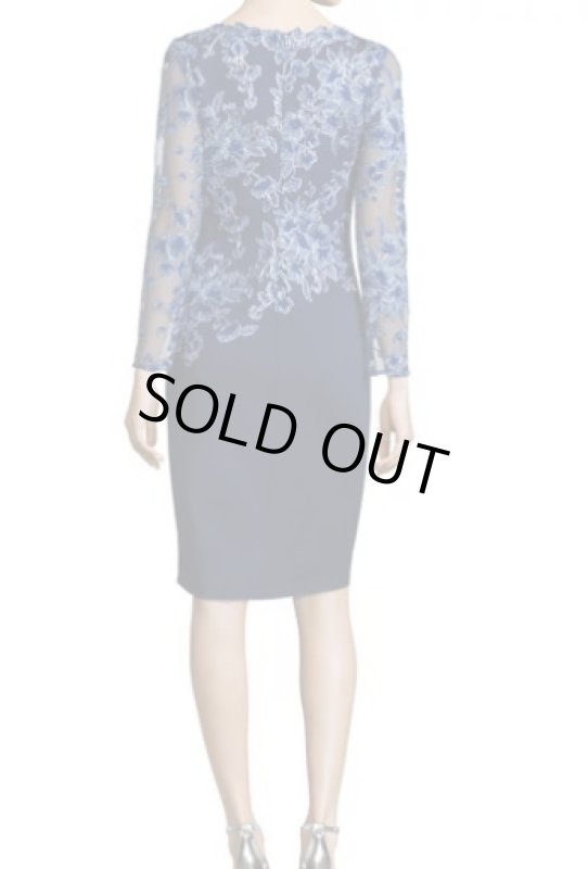 画像2: Tadashi Shoji  タダシショージ  Embroidered Neoprene Cocktail ドレス ブルー系、ネイビー系 (2)