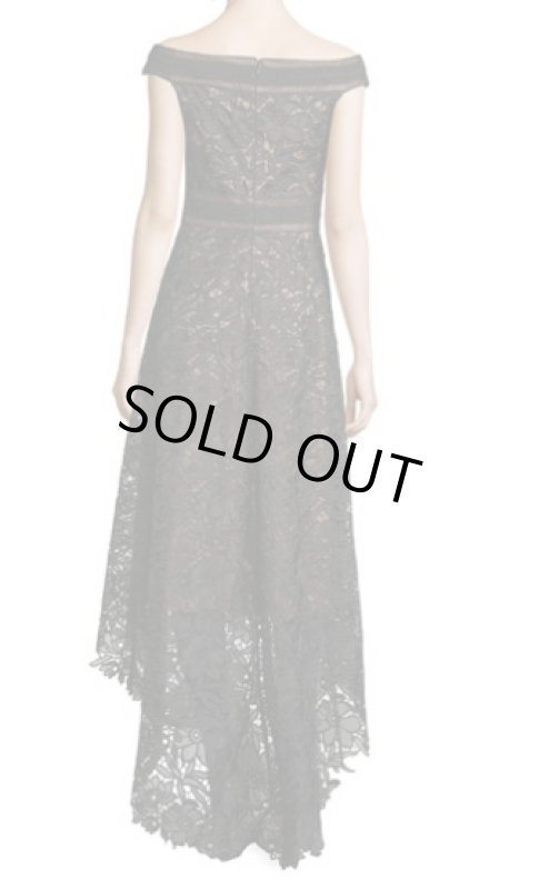 画像2: Tadashi Shoji タダシショージ   オフショルダーハイローレースドレス ブラック (2)