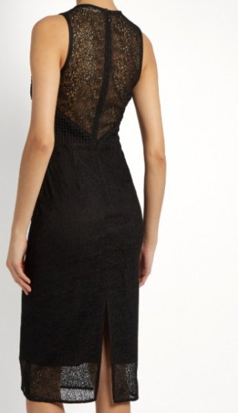 画像2: 【ドラマ使用】Diane von Furstenberg ダイアンフォンファステンバーグ Tailored Lace Midi ドレス  ブラック (2)