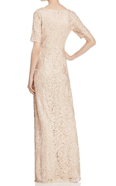 画像2: Adrianna Papell アドリアナパペル Illusion-Sleeve Embellished Lace Gown (2)