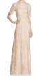 画像1: Adrianna Papell アドリアナパペル　Illusion-Sleeve Embellished Lace Gown (1)