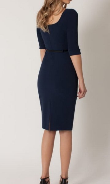 画像2: Black Halo 7分袖Jackie O Dress  パシフィックブルー (2)