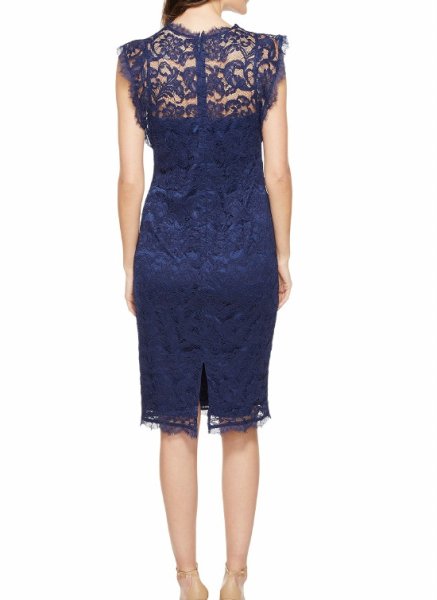 画像2: 【Kathie Lee Gifford愛用】Adrianna Papell アドリアナパペル Nouveau Scroll レースカクテルドレス (2)