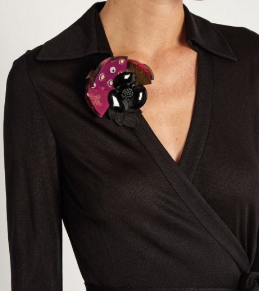 画像3: 即発!Diane von Furstenberg ダイアンフォンファステンバーグ midi ピン付きラップドレス  10301 (3)