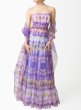 画像1: 再販売！【平野綾さんに衣装提供】Tadashi Shoji タダシショージ　ショール付きIkat Printed Gazar Strapless ドレス パープル系  10131 (1)