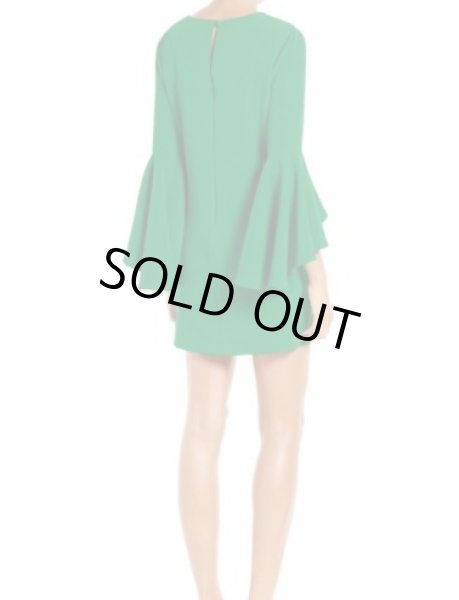 画像2: Milly ミリー Cady Nicole Ruffle Sleeve V-Neck Dress エメラルド (2)