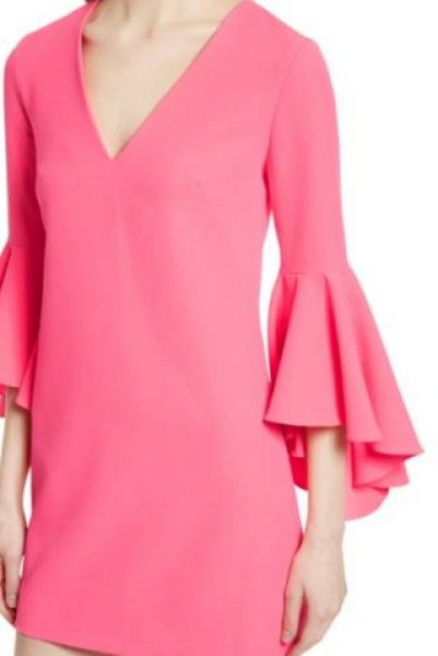 画像3: Milly ミリー Cady Nicole Ruffle Sleeve V-Neck Dress ピンク系 (3)