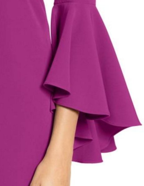 画像3: Milly ミリー Cady Nicole Ruffle Sleeve V-Neck Dress フューシャ (3)