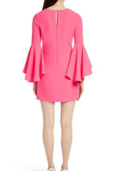 画像2: Milly ミリー Cady Nicole Ruffle Sleeve V-Neck Dress ピンク系 (2)