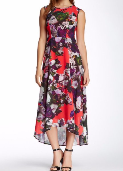 画像1: Nanette Lepore ナネットレポー　Scarlet Nights Floral-Print High-Low ドレス (1)