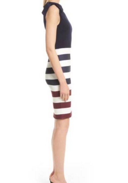 画像3: 【ドラマ使用】Ted baker テッドベイカー ワンショルダーストライプドレス (3)