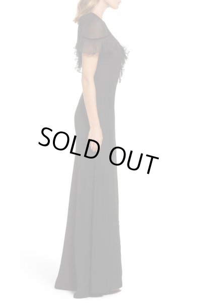 画像3: Tadashi Shoji タダシショージ パーティードレス Lace Inset Crepe Gownブラック  (3)
