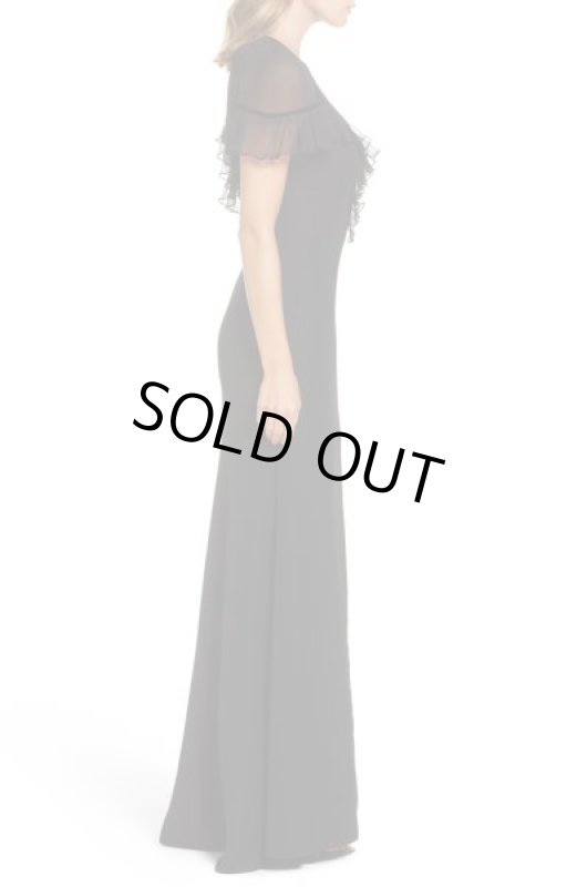 画像3: Tadashi Shoji　タダシショージ　パーティードレス　Lace Inset Crepe Gownブラック　 (3)