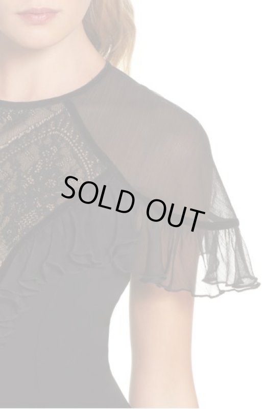 画像4: Tadashi Shoji　タダシショージ　パーティードレス　Lace Inset Crepe Gownブラック　 (4)