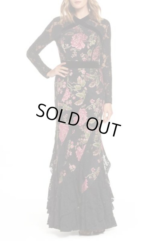 画像1: セール！Tadashi Shoji タダシショージ   Lace & Brocade マーメイドドレス　ブラック (1)