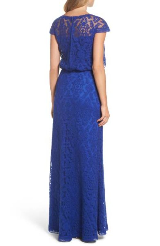 画像2: 【ヴァンサンカン掲載、桐谷美玲さん着用】Tadashi Shoji　タダシショージ　パーティードレス　Corded Lace Blouson Gown ブルー系 (2)