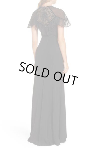 画像2: Tadashi Shoji タダシショージ パーティードレス Lace Inset Crepe Gownブラック  (2)
