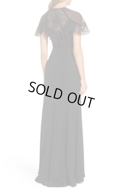 画像2: Tadashi Shoji　タダシショージ　パーティードレス　Lace Inset Crepe Gownブラック　 (2)