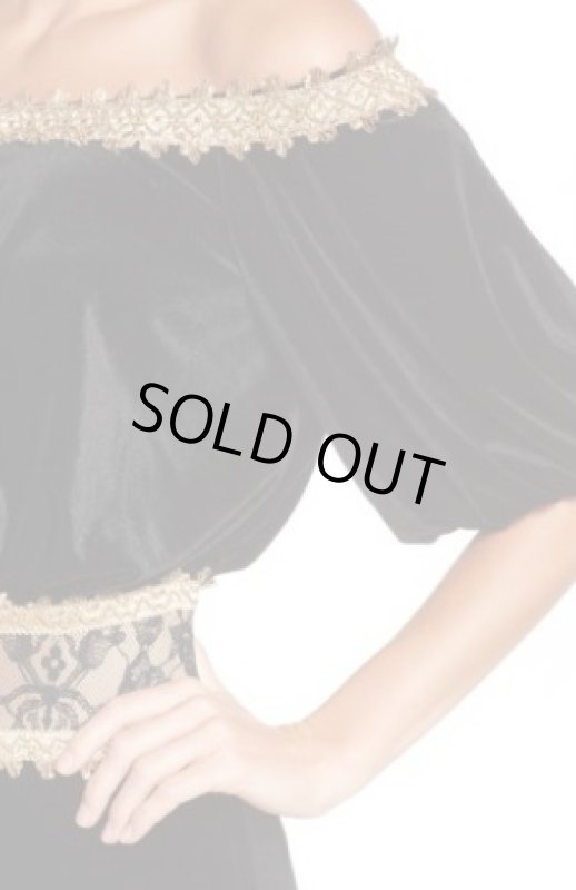 画像5: 【マギーさん着用】Tadashi Shoji タダシショージ   ベルベットオフショルダーロングドレス　ブラック (5)