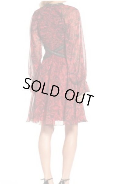 画像3: 再販売【川栄李奈さんご着用】Tadashi Shoji タダシショージ   ローズレース&シフォンプリーツドレス レッド系 (3)