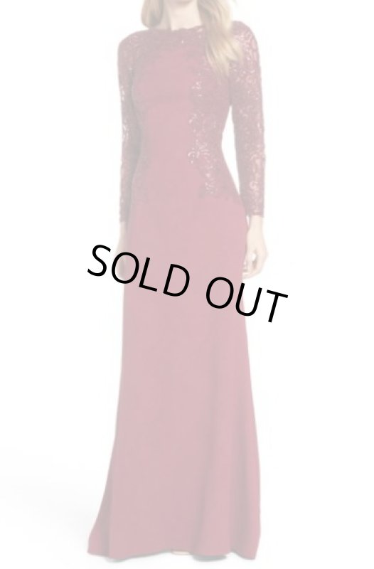 画像1: Tadashi Shoji  タダシショージ　Sequin Embellished Crepe Gown　 レッド系 (1)
