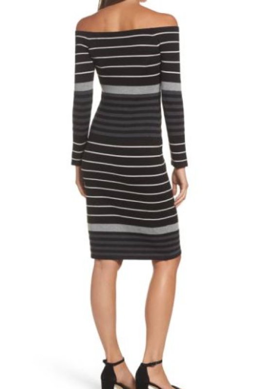 画像2: 【Wendy Williams着用】Eliza J 　オフショルダーストライプドレス (2)