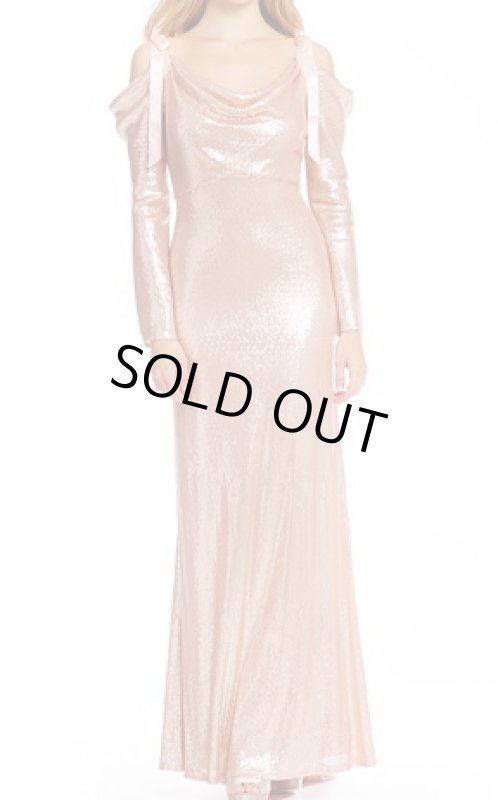 画像2: Tadashi Shoji  タダシショージ　スパンコールリボンスリーブドレス (2)