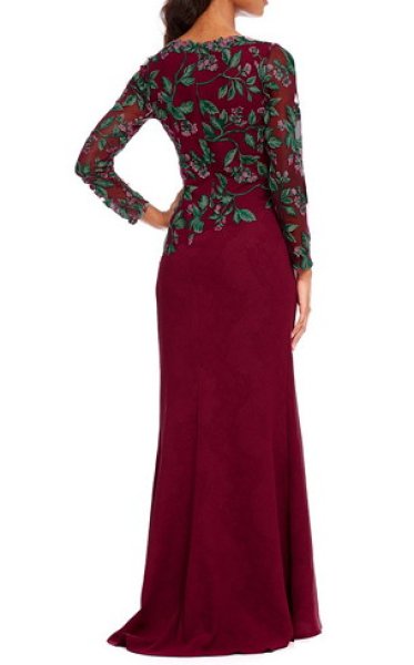 新品 TADASHI SHOJI タダシショージ リーフ柄刺繍ロングドレス 新品 TADASHI SHOJI タダシショージ リーフ柄刺繍ロングドレス