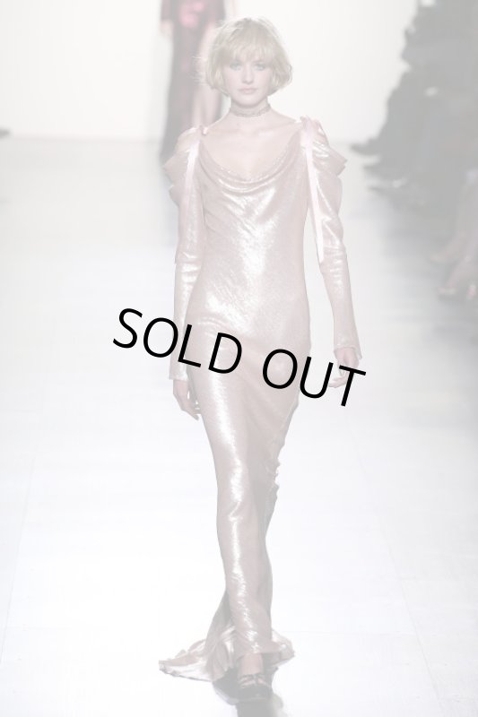 画像1: Tadashi Shoji  タダシショージ　スパンコールリボンスリーブドレス (1)